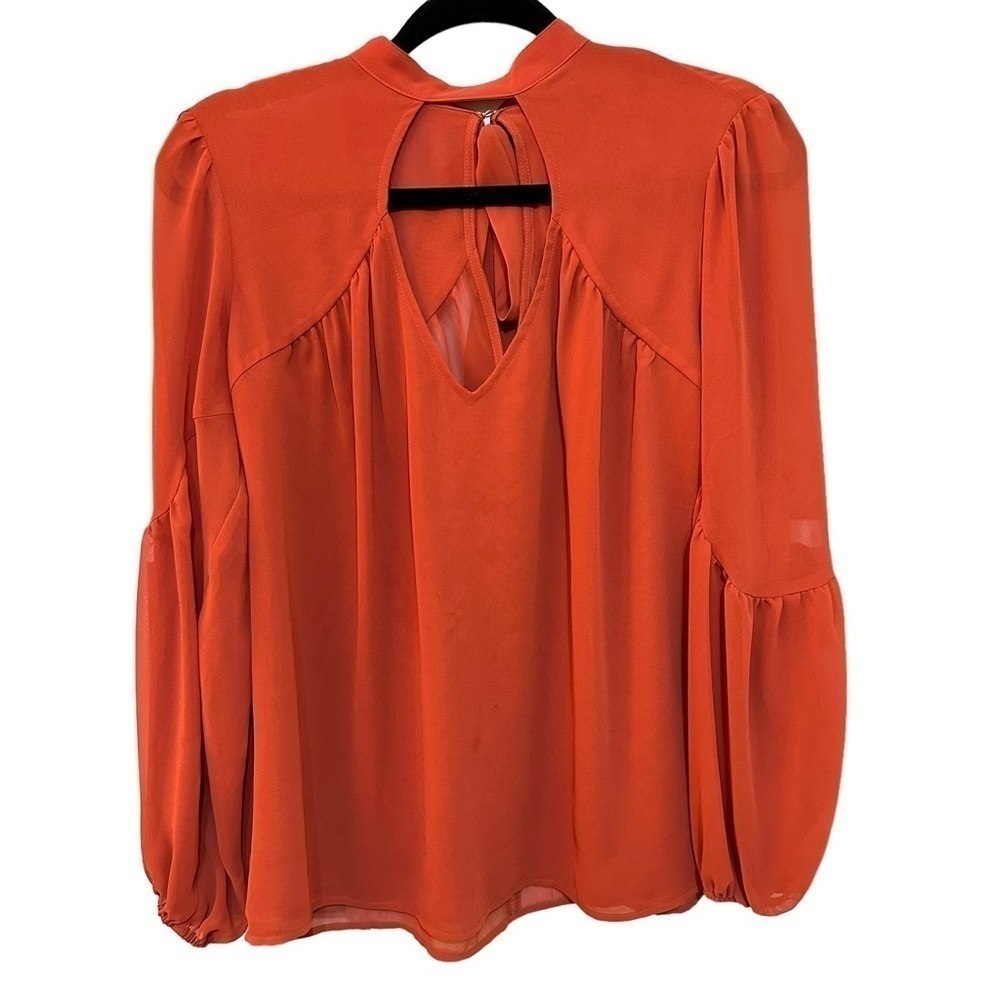 Express Sheer Chiffon Blouse Top Burnt Orange Tie Back Career Work‎ Size M